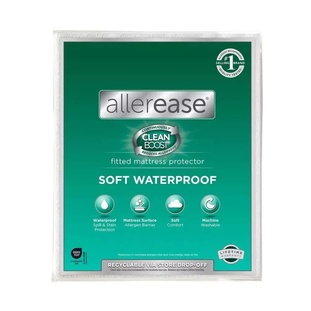 Allerease Clean Boost Waterproof Fitted Mattress Protector